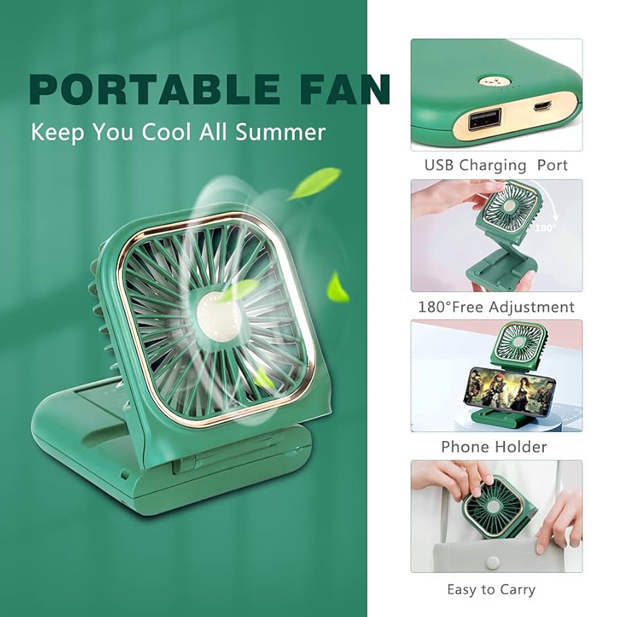 Portable Neck Fan – USB Rechargeable, Hands-Free, Dual Head, Foldable Mini Air Cooler for Summer