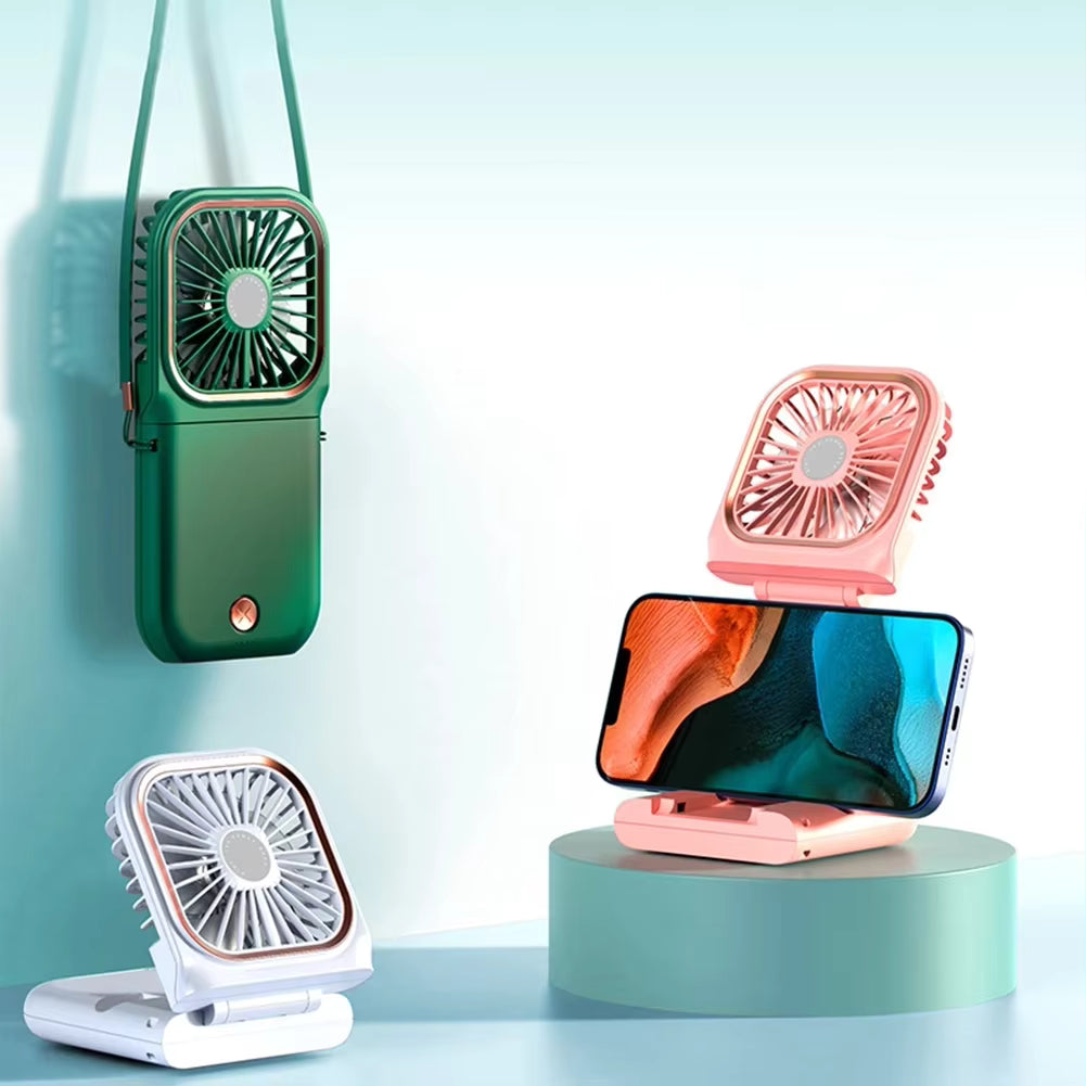 Portable Neck Fan – USB Rechargeable, Hands-Free, Dual Head, Foldable Mini Air Cooler for Summer